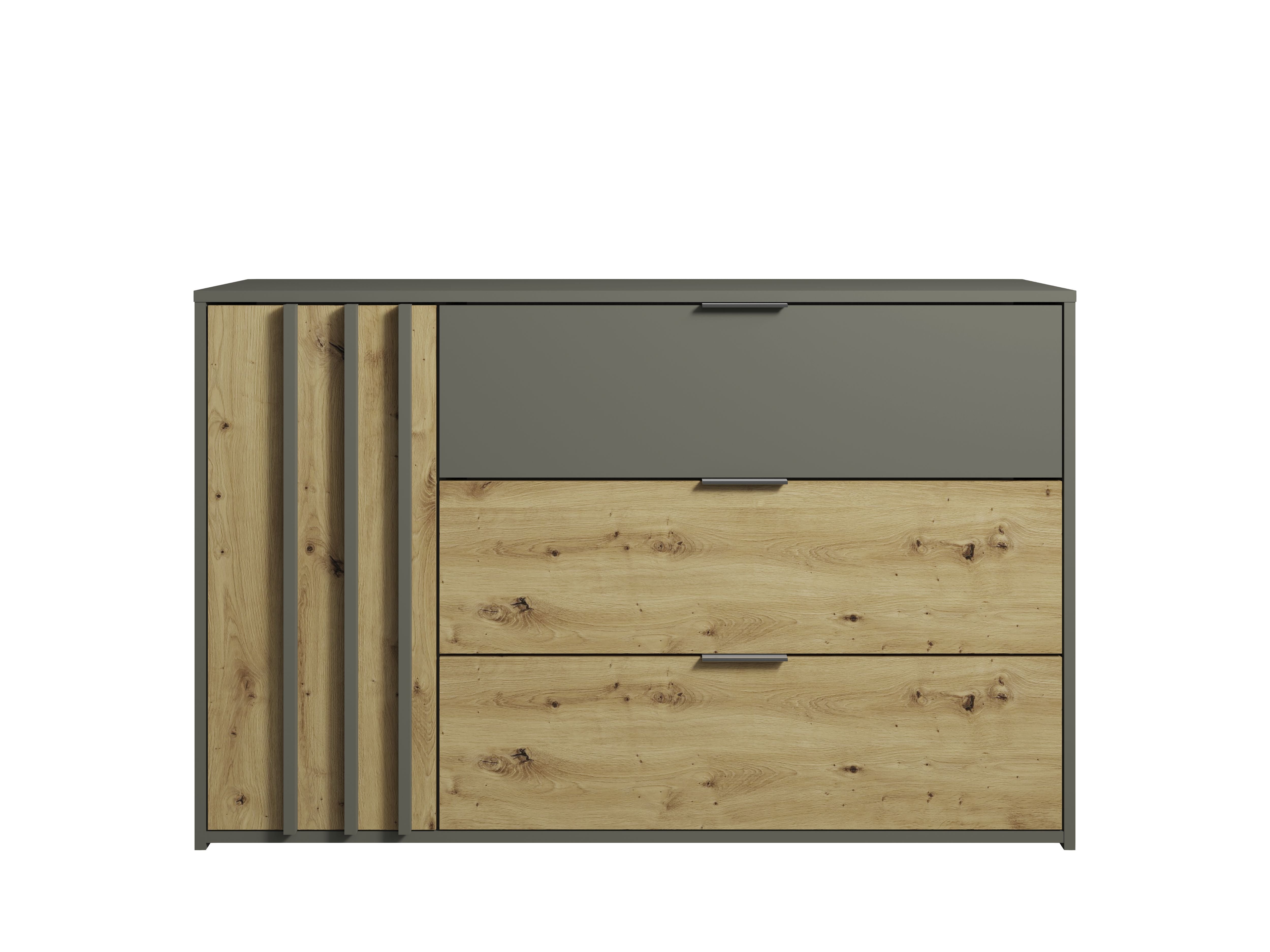 Komoda LUMINA 125 cm z szufladami - Szary Grafit / Dąb Artisan