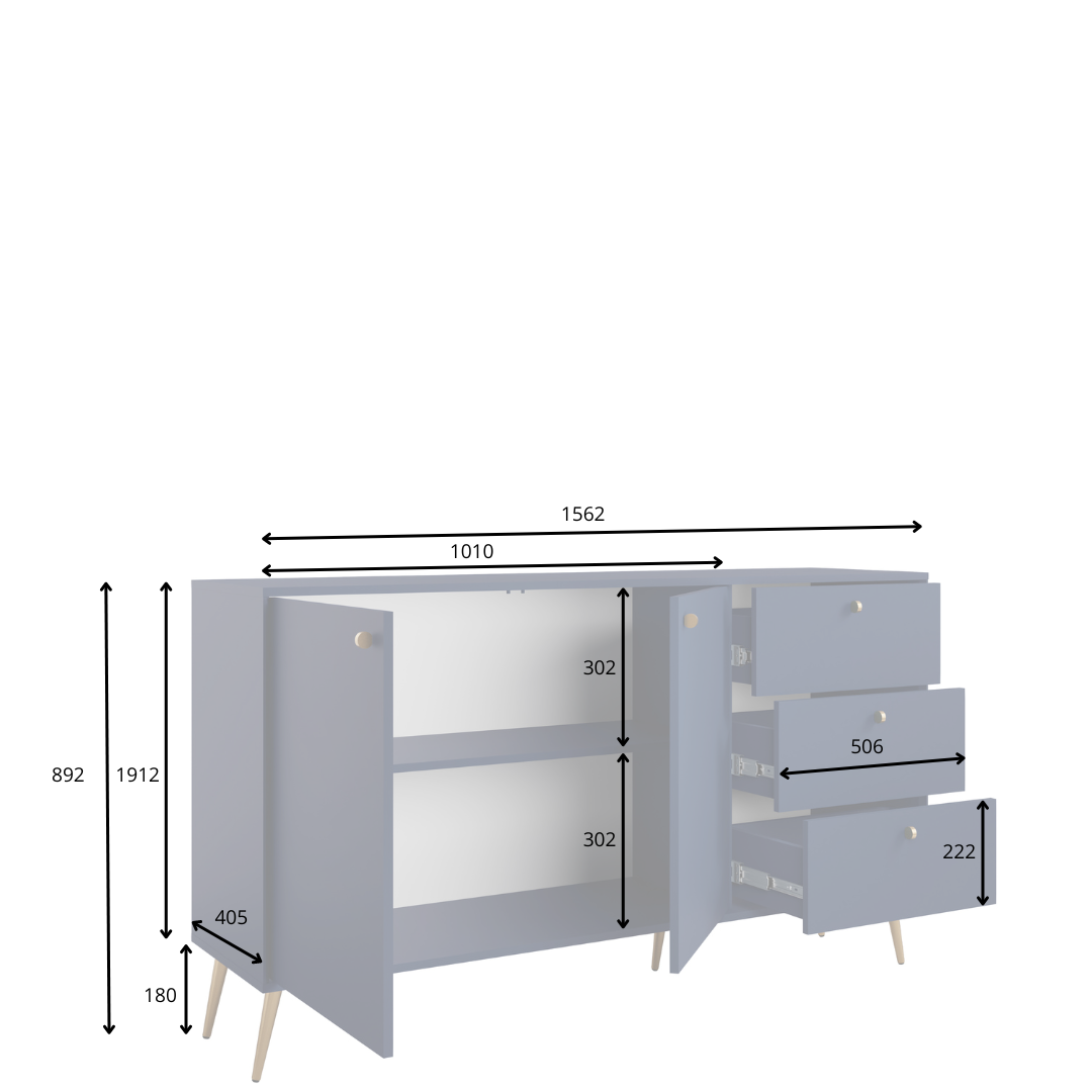 Komoda NEXUS 156 cm z szufladami - Piasek Pustyni
