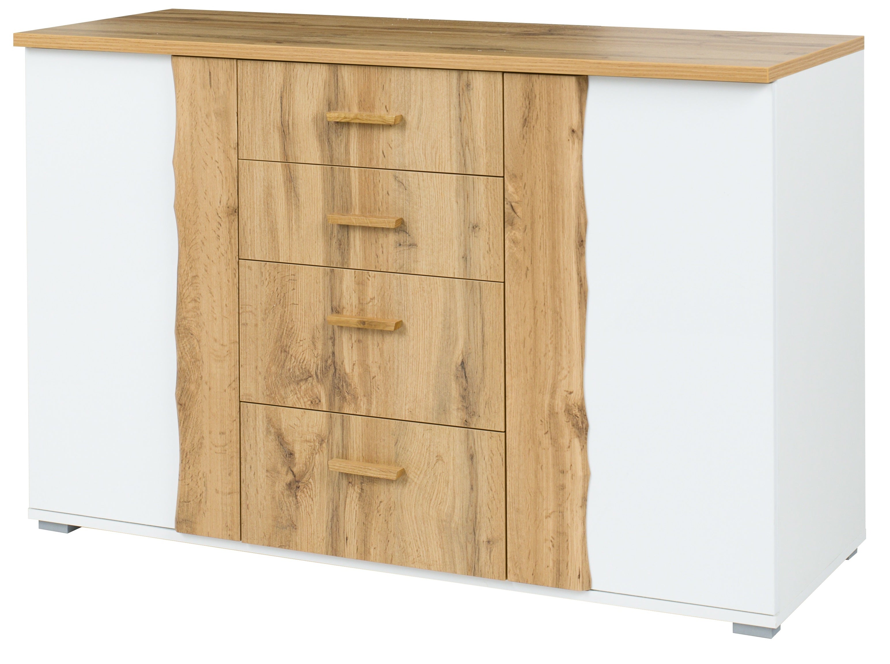 Komoda LYRA 130 cm - Biały Alpejski / Dąb Wotan