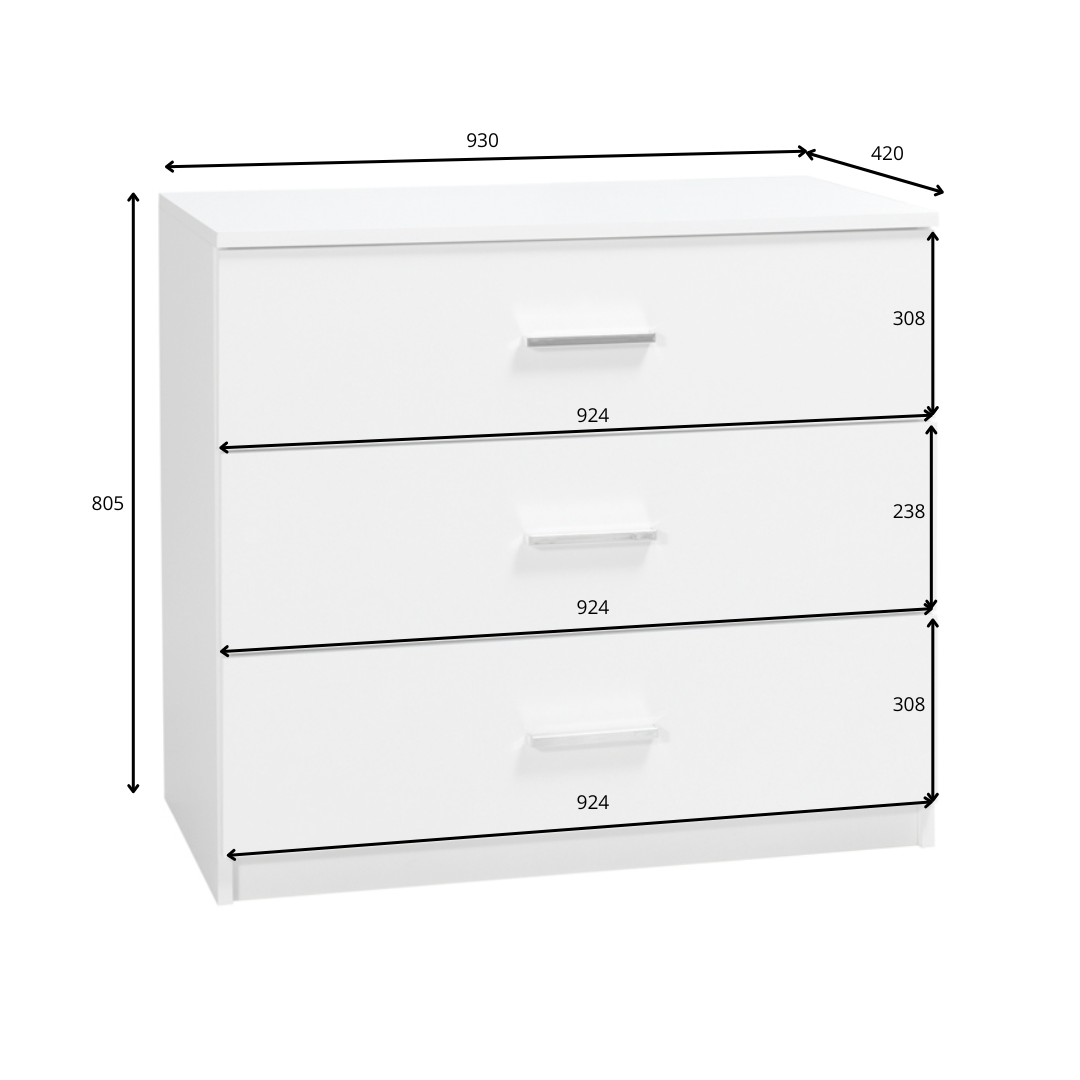 Komoda ADIL 93 cm - Biały Alpejski