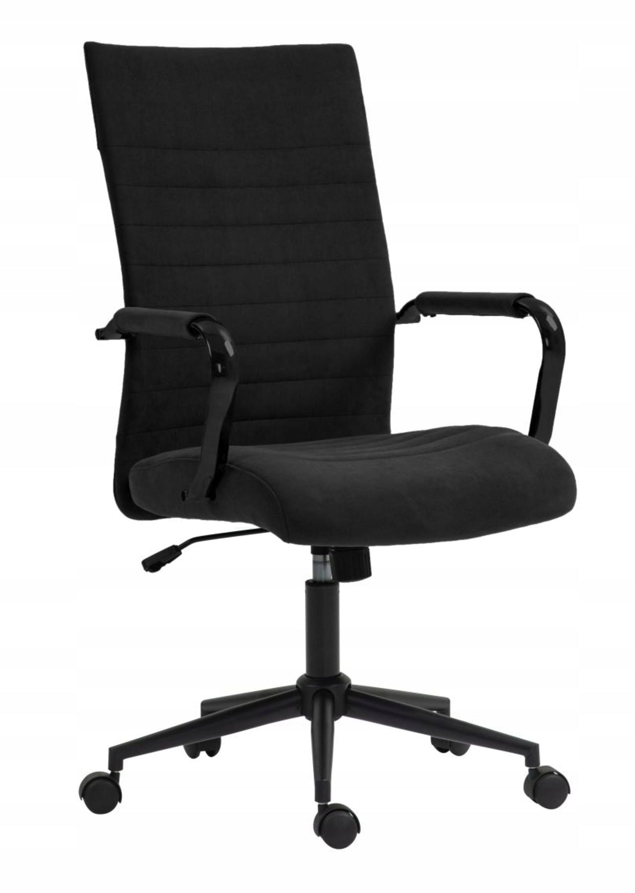 Fotel obrotowy czarny welur, ergonomiczny, z funkcją Tilt