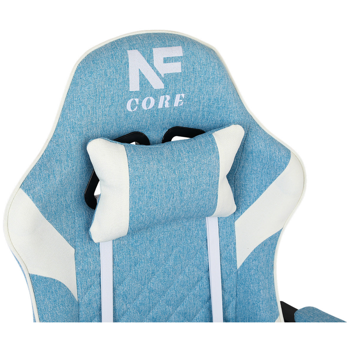 Ergonomiczny Fotel Gamingowy INFINI Core z Podnóżkiem, Błękitna Tkanina