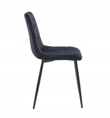 Eleganckie Krzesło Welurowe Czarne Pikowane Glamour Furnitex