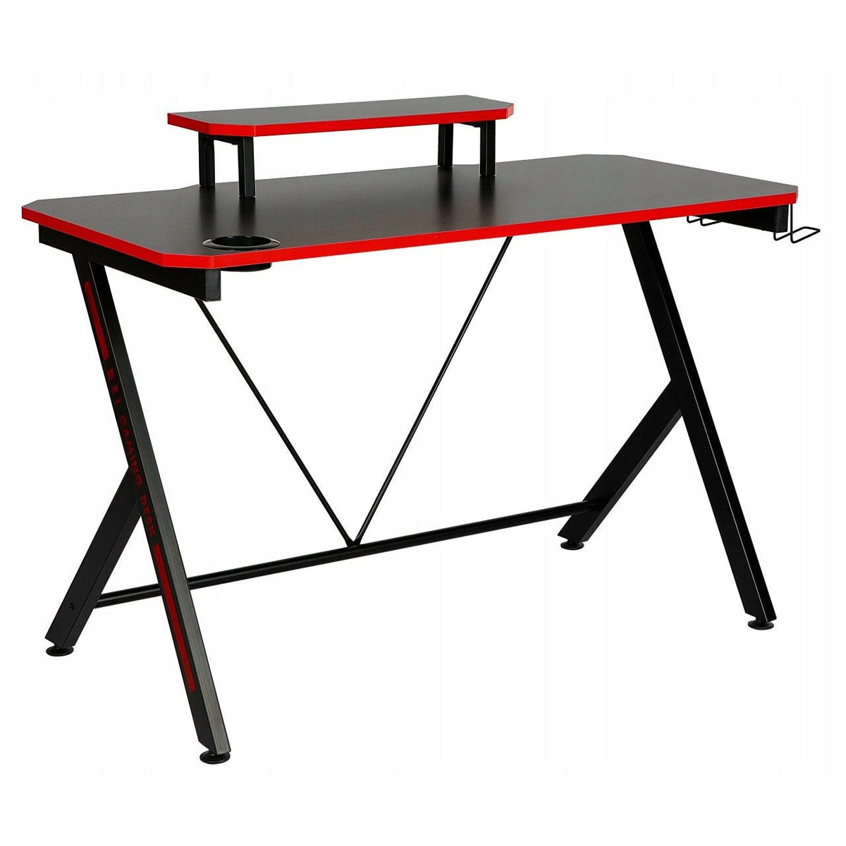 Biurko Gamingowe Furnitex B8-FX Czarno-czerwone 120x60 Nadstawka+Uchwyty