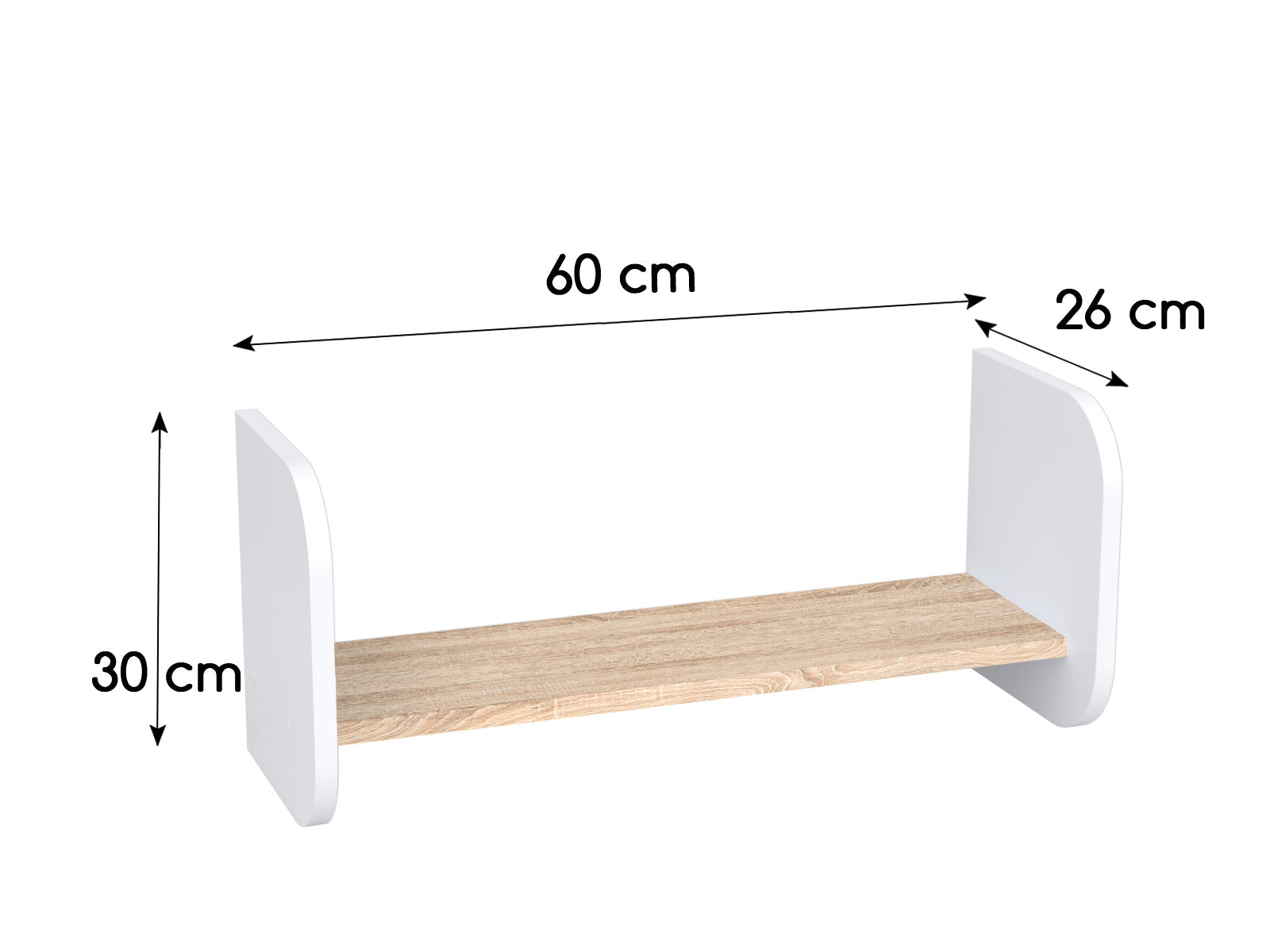 Lendo Półka Wisząca 60 cm Biało-Szara, Minimalistyczna