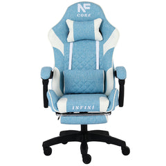 Ergonomiczny Fotel Gamingowy INFINI Core z Podnóżkiem, Błękitna Tkanina