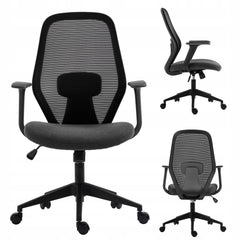 Fotel biurowy ergonomiczny obrotowy regulowany czarno-szary
