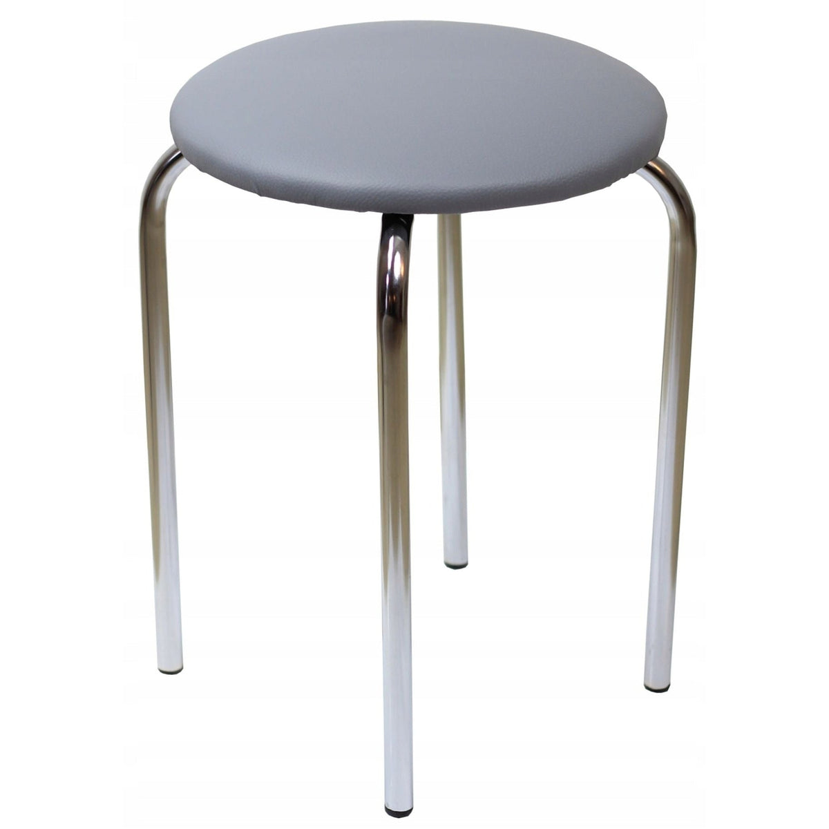 Elegancki Taboret Szary Eko Skóra Chromowane Nogi