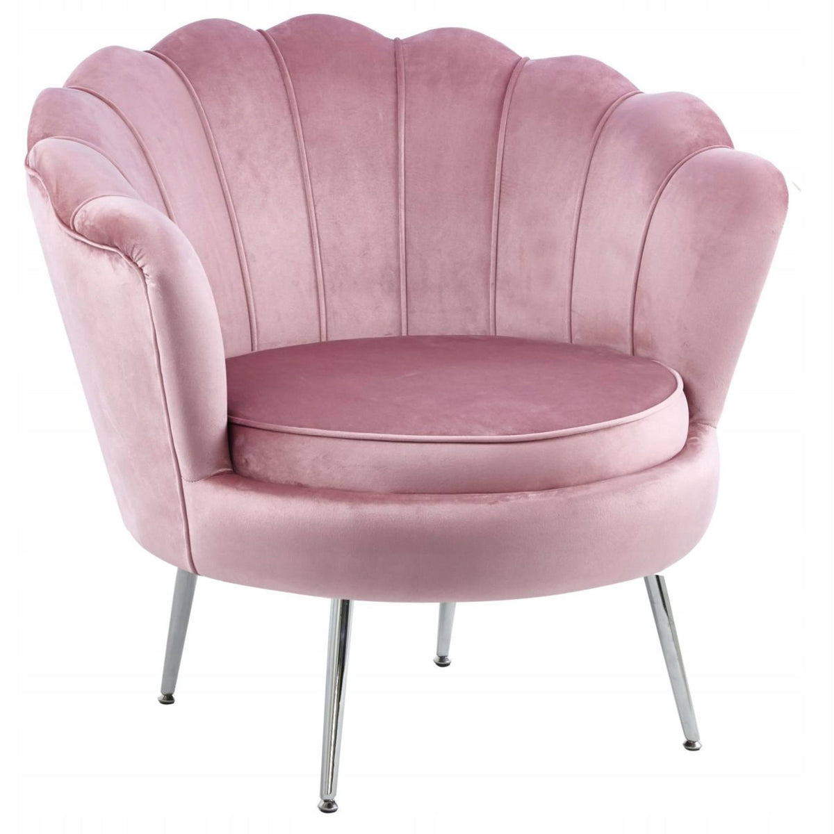 Fotel Welurowy Różowy Furnitex Velvet Chromowane Nogi Elegancki