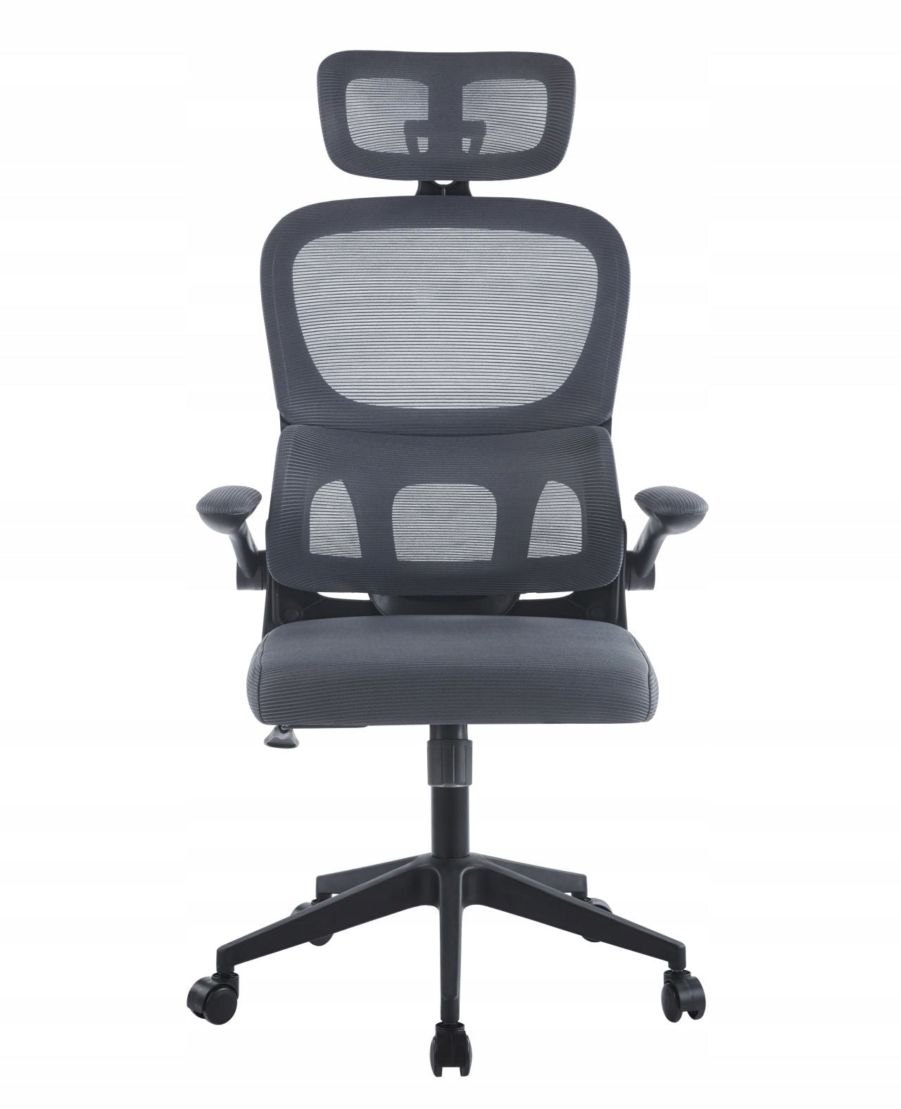 Fotel obrotowy ergonomiczny Furnitex szary, tilt, regulowany zagłówek