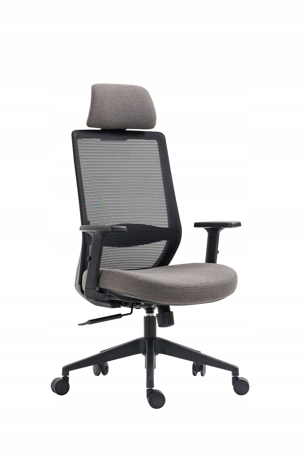 Fotel Obrotowy FB25FX Czarno Szary Ergonomiczny Zagłówkiem