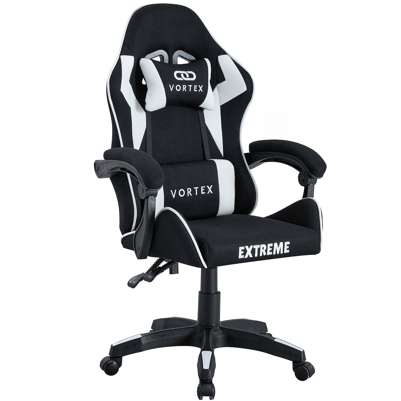 EXTREME Vortex – Fotel Gamingowy z Tkaniny, Czarno-Biały Ergonomiczny