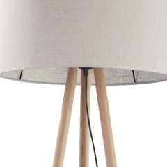 Lampa podłogowa Tokyo Nature czarny metal, drewno, len