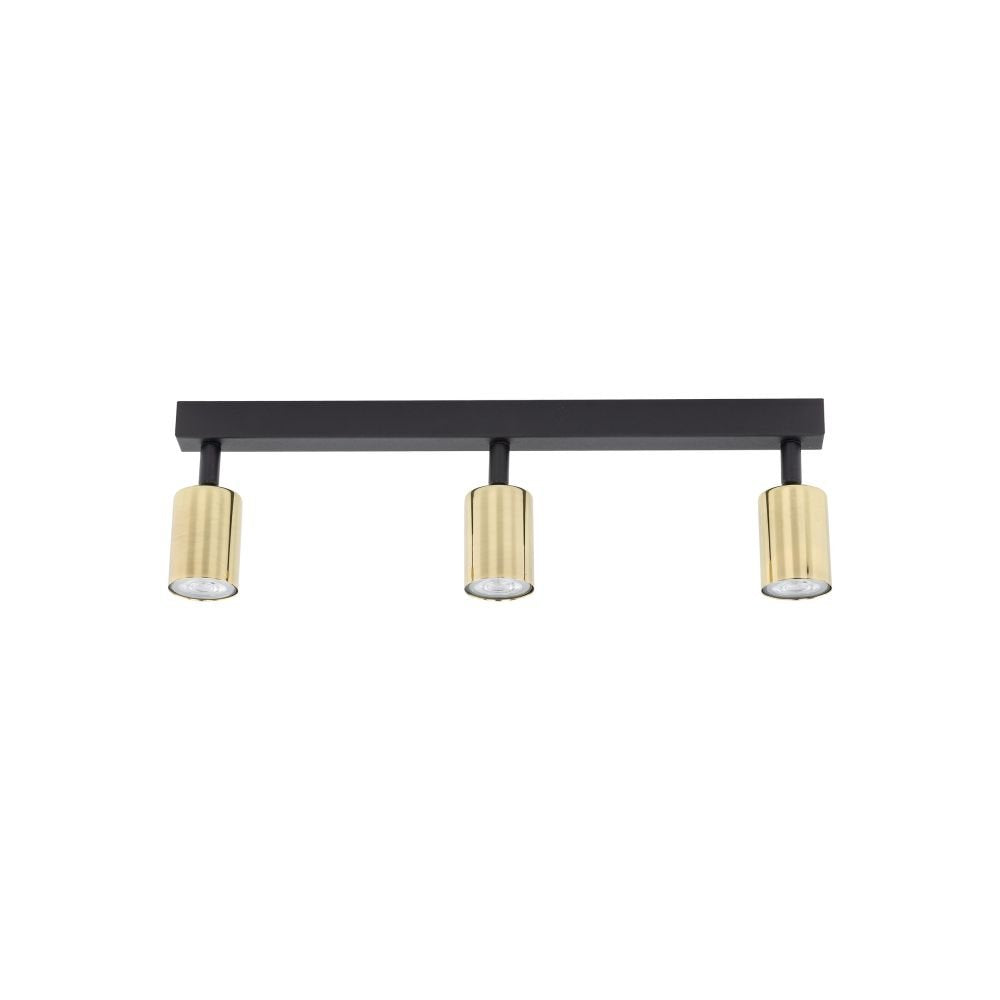 Lampa reflektor TK Lighting, czarno-złota z regulacją, trzy punkty