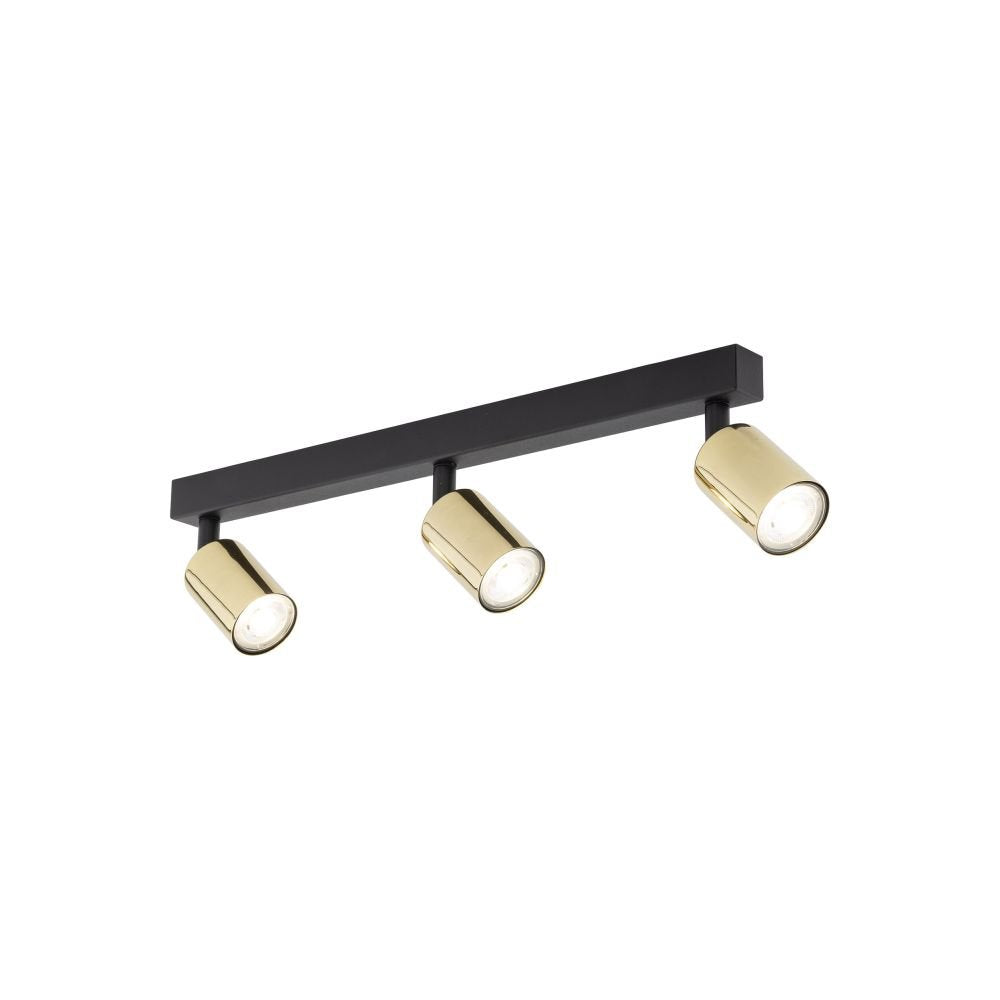 Lampa reflektor TK Lighting, czarno-złota z regulacją, trzy punkty