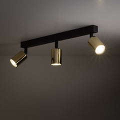 Lampa reflektor TK Lighting, czarno-złota z regulacją, trzy punkty