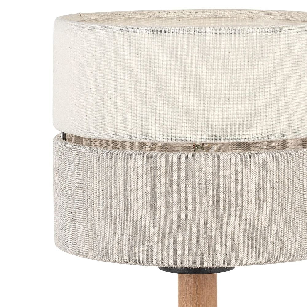Lampa stołowa TK Lighting ECO 5596, czarna z drewnem i tkaniną