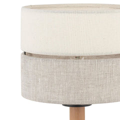 Lampa stołowa TK Lighting ECO 5596, czarna z drewnem i tkaniną