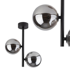 Lampa sufitowa Estera black metalowo-szklana dwupunktowa