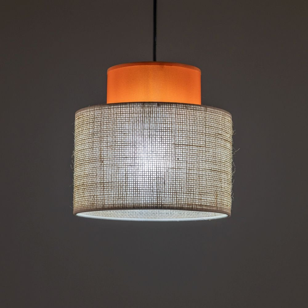 Lampa wisząca Duo z jutowym abażurem pomarańczowym 3255 TK Lighting