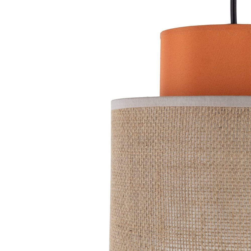 Lampa wisząca Duo z jutowym abażurem pomarańczowym 3255 TK Lighting
