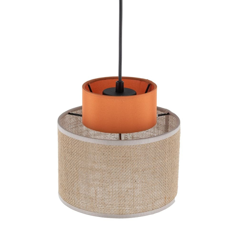 Lampa wisząca Duo z jutowym abażurem pomarańczowym 3255 TK Lighting