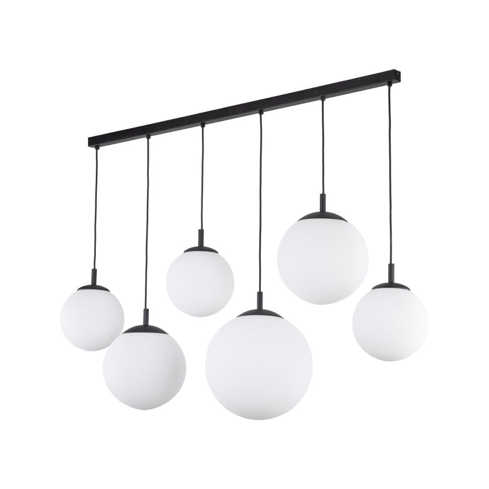 Lampa wisząca Esme White, sześć kulistych kloszy