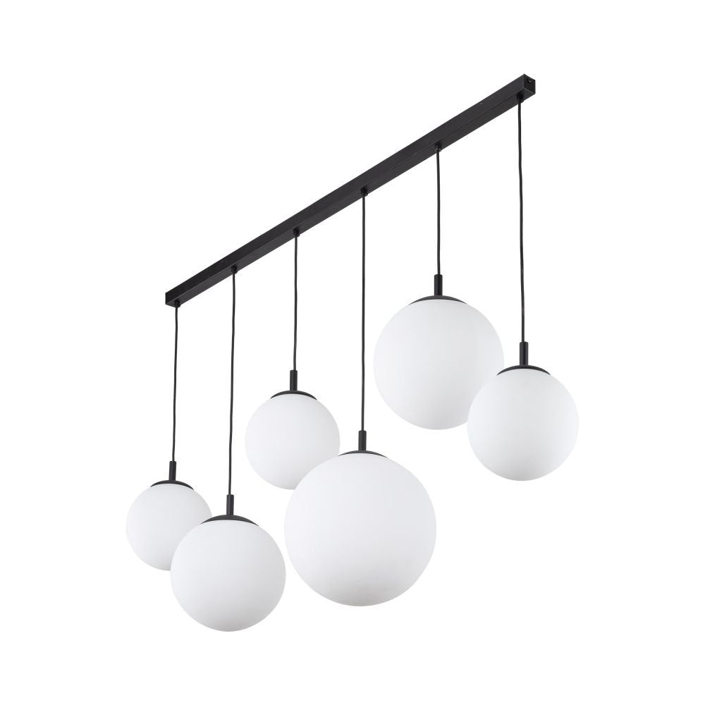 Lampa wisząca Esme White, sześć kulistych kloszy