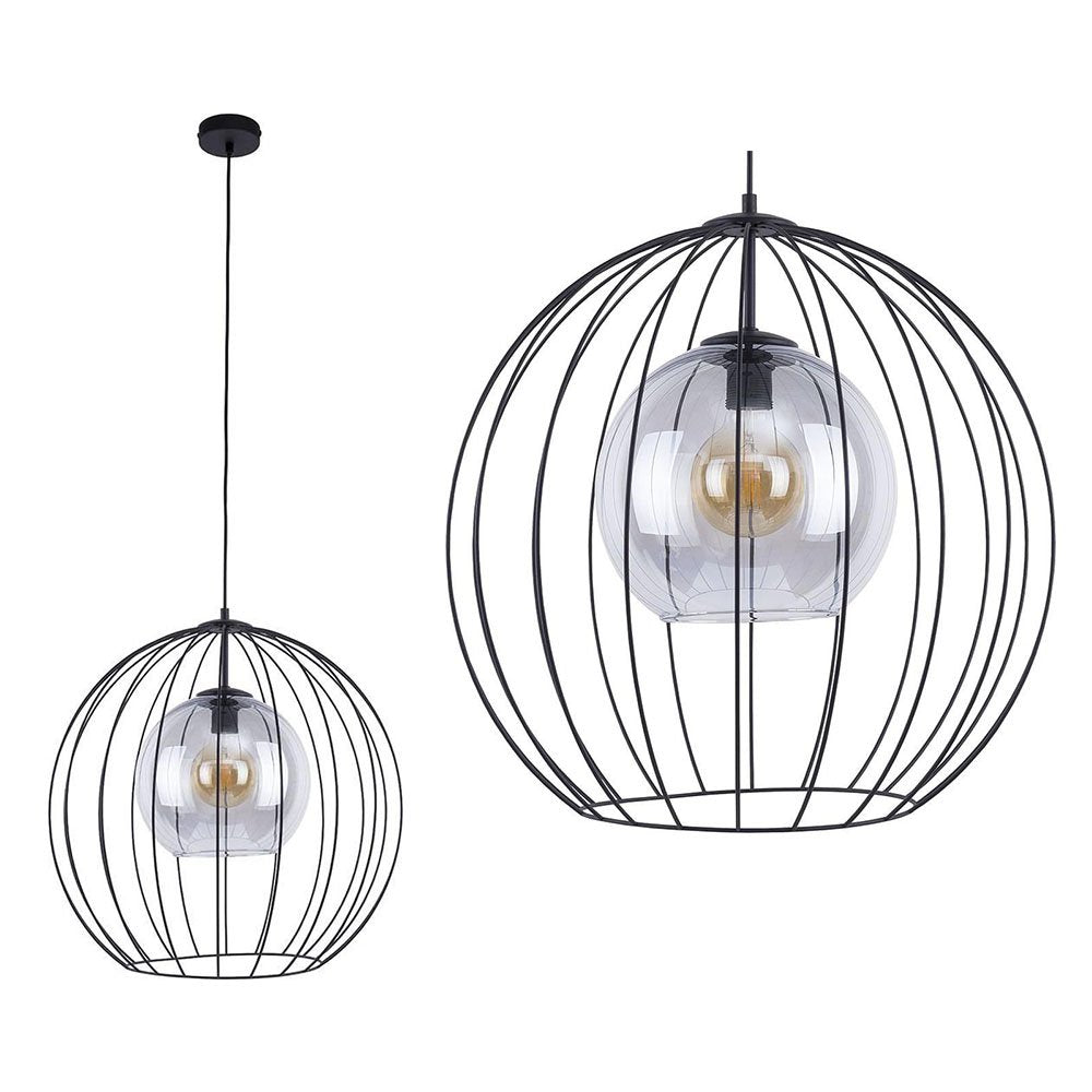 Lampa wisząca Universo czarna z grafitowym lustrzanym szkłem