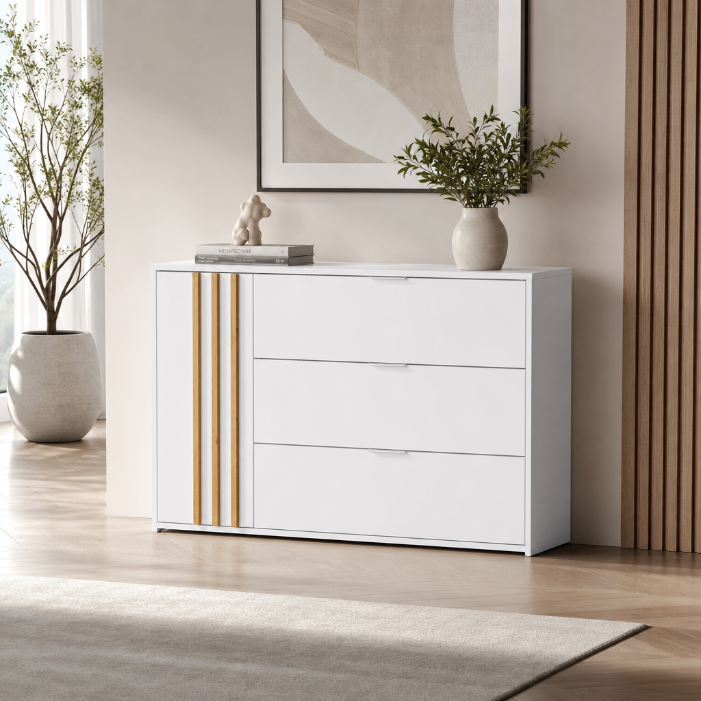 Komoda TUCANA 125 cm z szufladami - Biały Alpejski